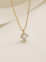 Solitaire Lab Grown Necklace Round - Image 5